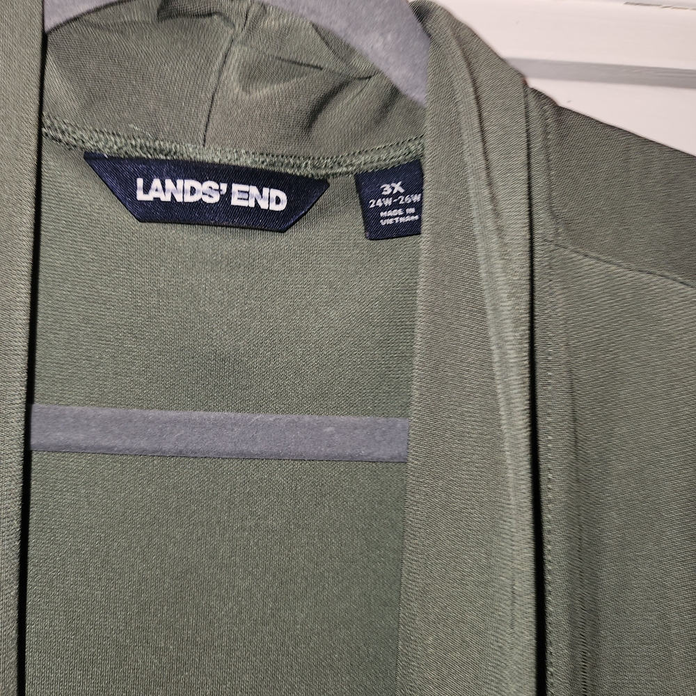 Lands' End Open Front Cardigan in Olive - Picture 3 of 4